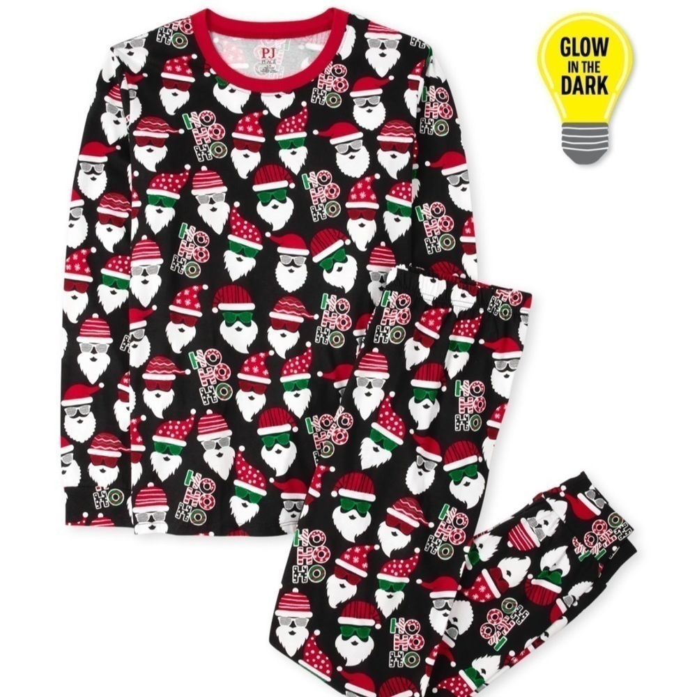 SANTA Pajamas XL Unisex Glow In The Dark Ho Ho Ho PJ Childrens Place